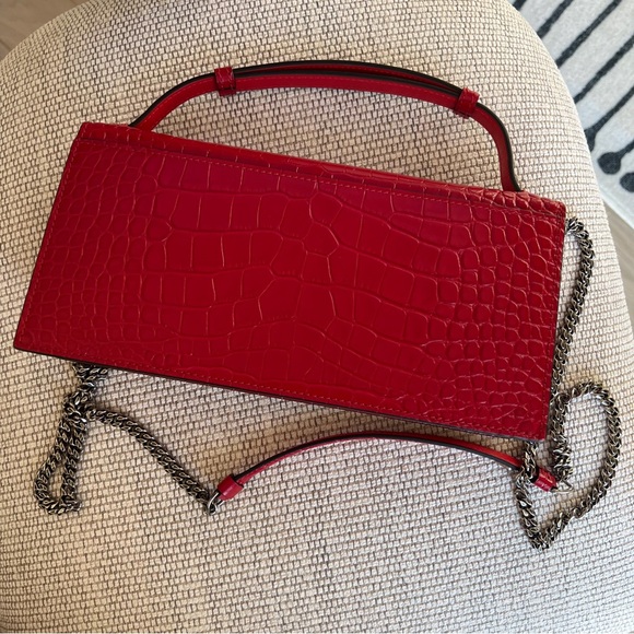 Christian Louboutin Calfskin Alligator Embossed Elisa Baguette in Red - Picture 5 of 12